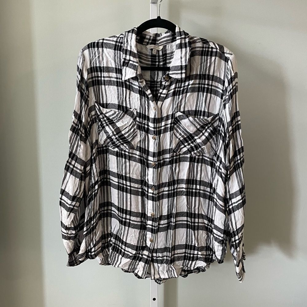 Lucky Brand Black & White Plaid Button Down